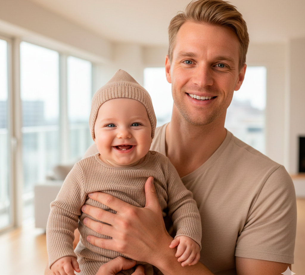 Happy father with baby — Baby Wiltor